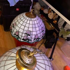 2 Beautiful Tiffany Style 22" Lamp, Beautiful Pink Flowers Flowering